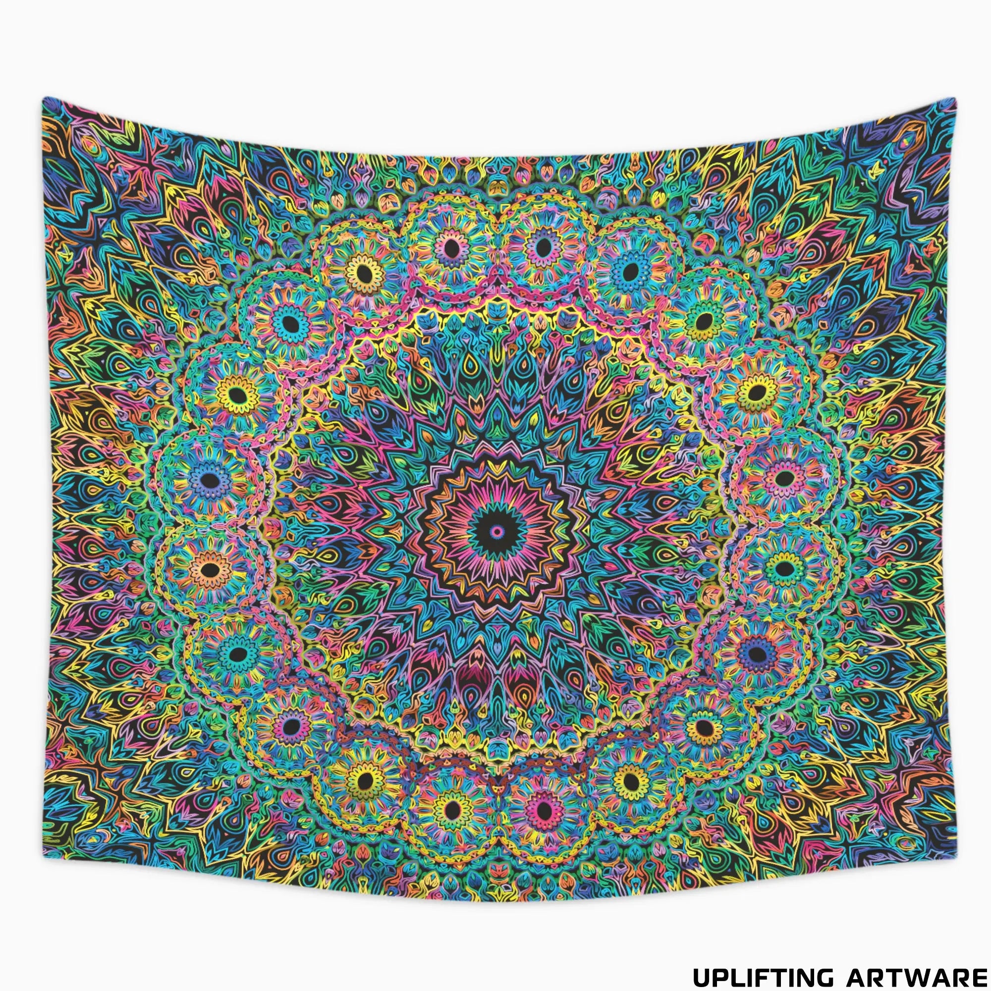 Multicolor Mandala Psychedelic Tapestry Color Variation Two